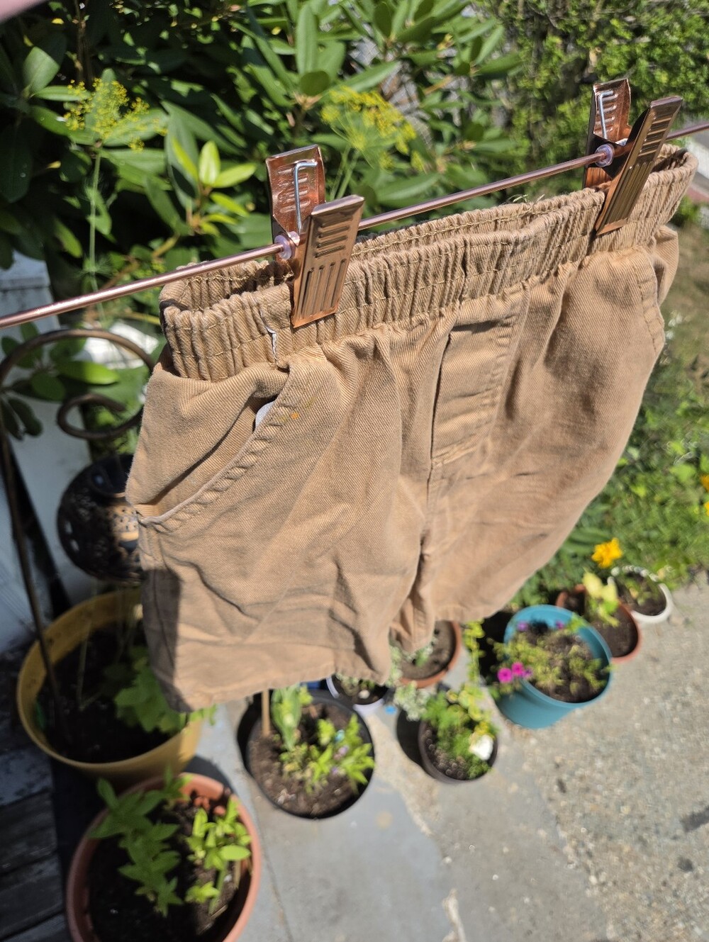 Kids Elastic Waist Corduroy Like Shorts - Tan Play Condition Sz 5/6